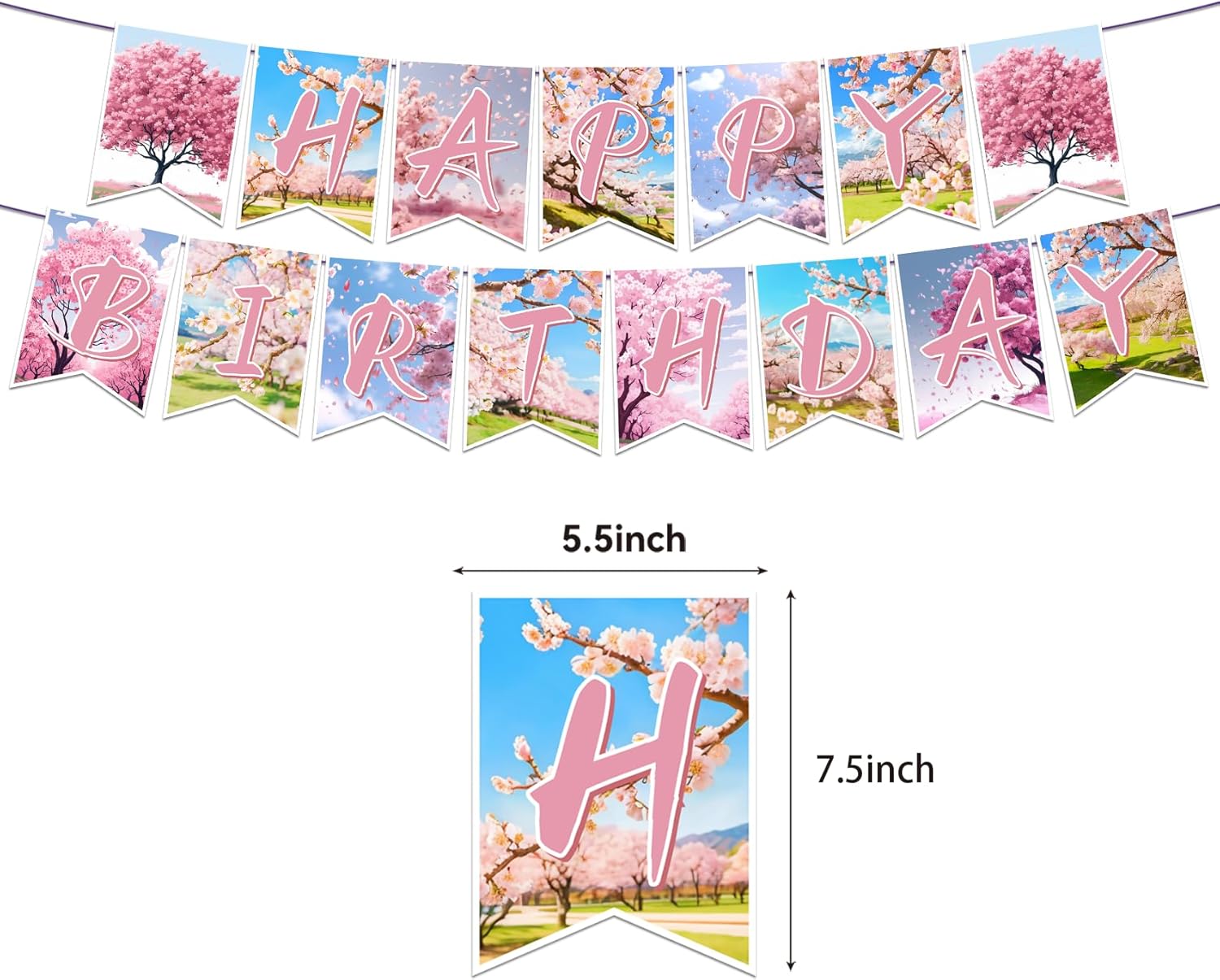 Cherry Blossom Party Decorations Cherry Blossom Birthday Party Supplies Japanese Decorations Includes Birthday Banner Cake Topper Cupcake Toppers Balloons for Wedding Bridal Baby Shower Decorations - Image 3