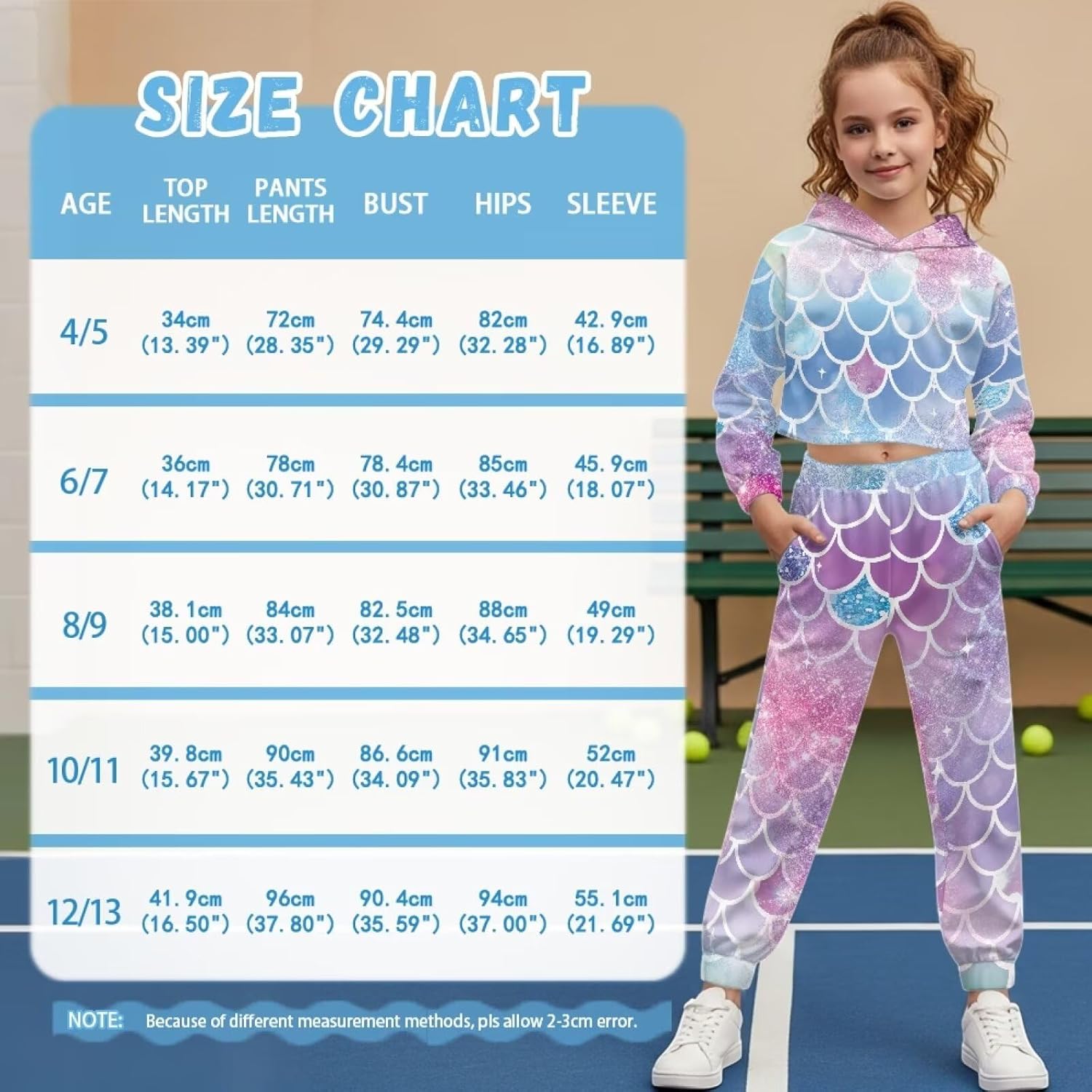 Girls Crop Athletic Hoodies, Long Sleeve Pull Over Crop Hoodie with Pocketed Tracksuit (4-13 Years)