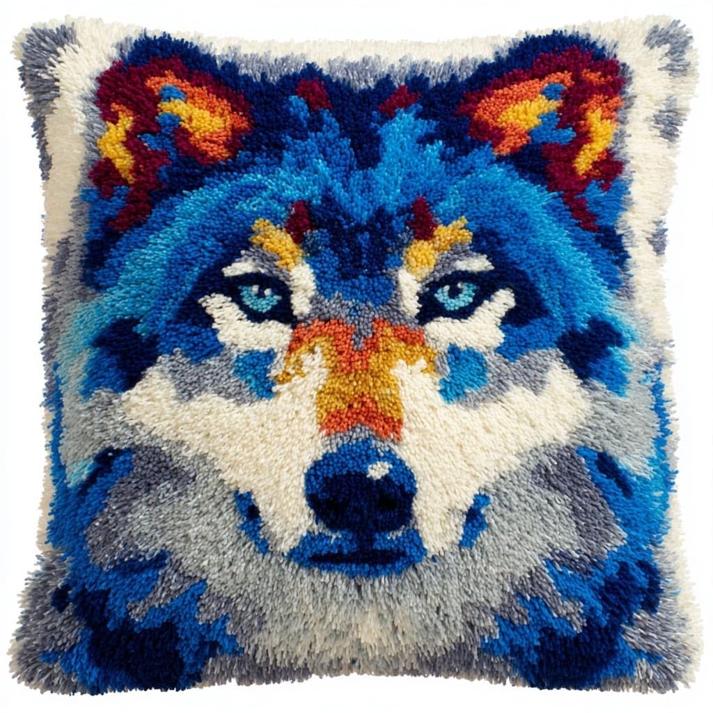 Henypt Latch Hook Kits Pillow Wolf