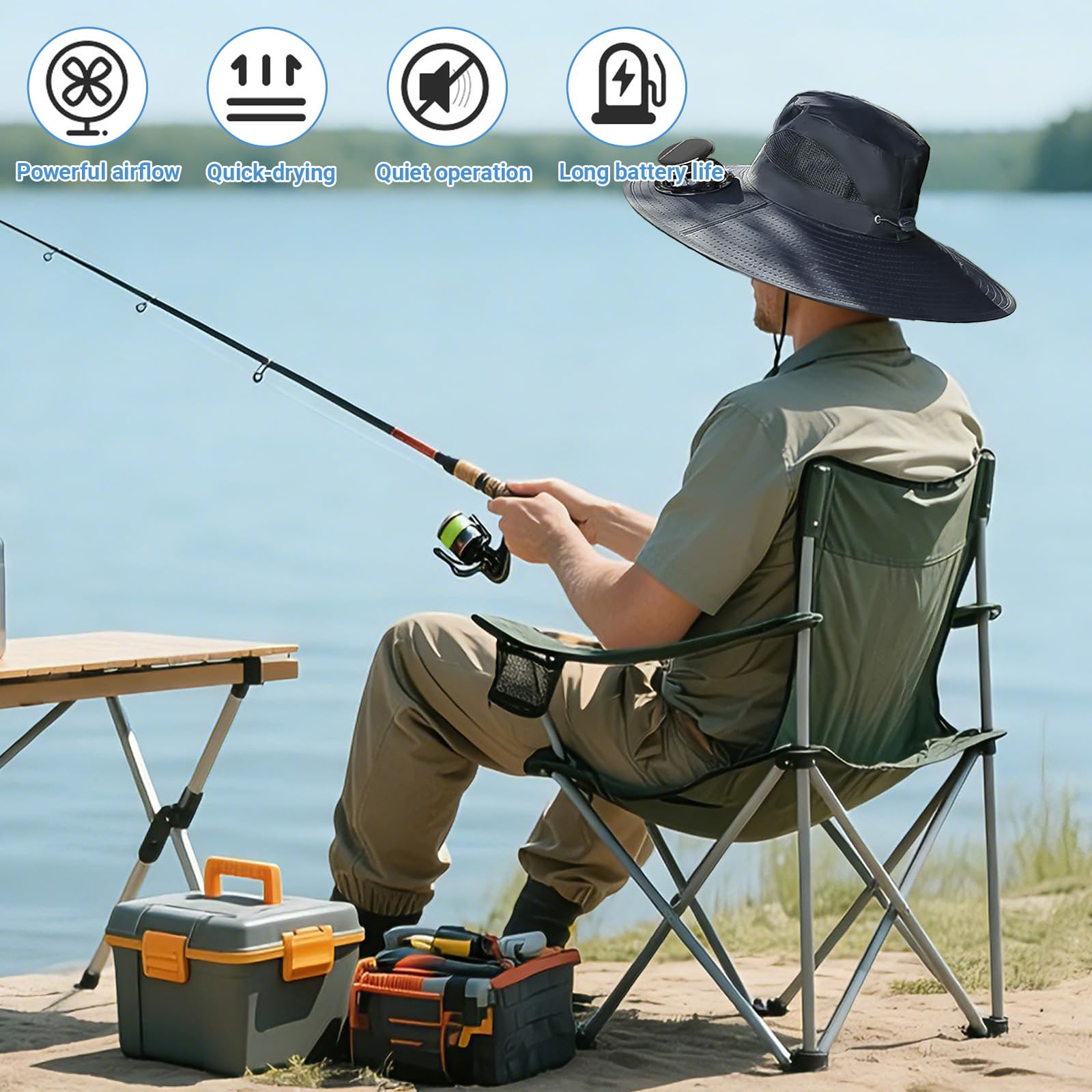 Cappello Ventilatore, Cappello con Ventilatore Solare,Dotato di 2 Ventole a Energia Solare e 3 velocità, è Adatto per La Pesca, Le Escursioni e i Lavori All'Aperto