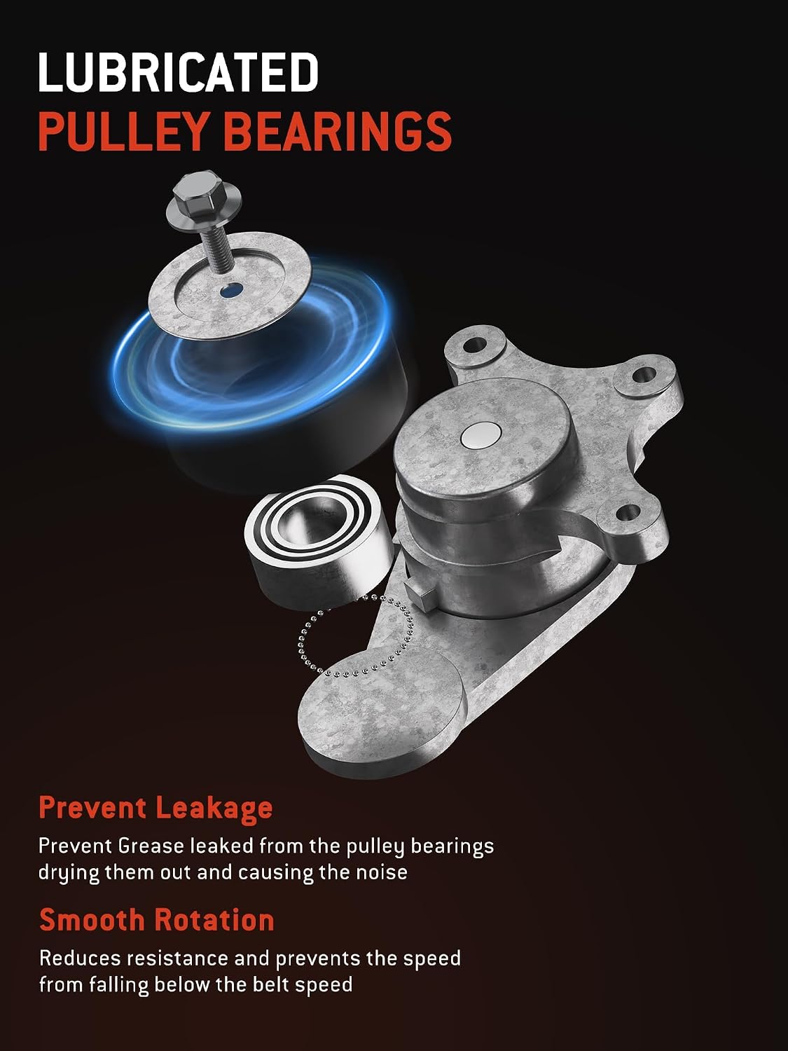 HYR 8T4E6B209AA Drive Belt Tensioner Pulley Assembly Fit For Ford 07-18 Edge, 11-19 Explorer, 09-19 Flex, 10-12 Fusion, Taurus, Mazda 6, CX-9, Lincoln Continental, MKS, MKT, MKX, MKZ, Mercury Sable