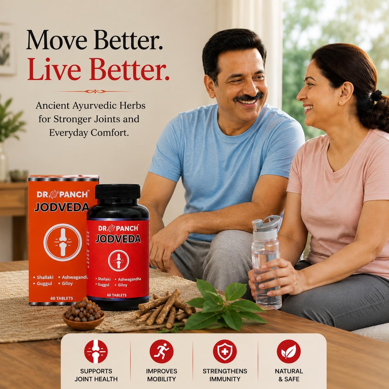 Jodveda 60 Tablets | Ayurvedic Joint Pain Relief & Mobility Support Tablets | Shallaki, Guggul, Ashwagandha & Giloy | Bone Strength & Flexibility Booster — Amazon image 7