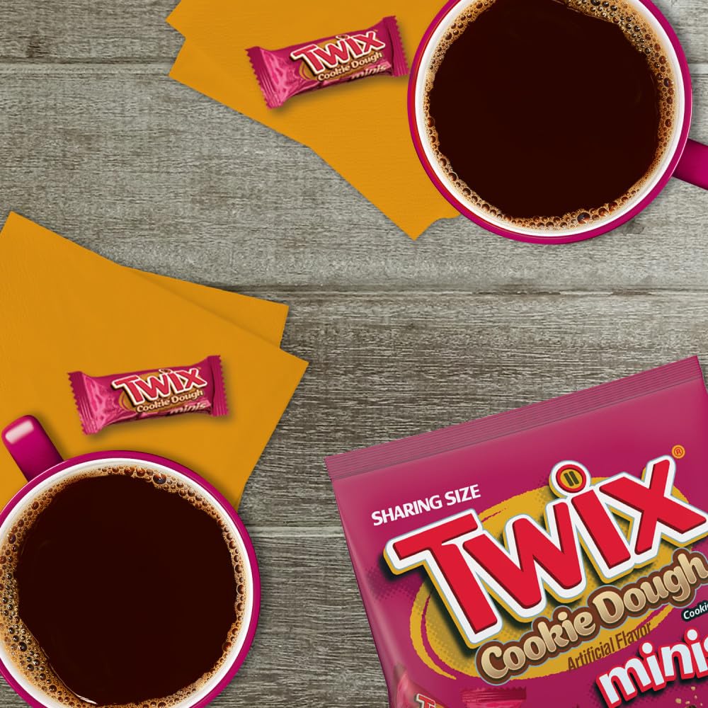 TWIX Minis Cookie Dough Milk Chocolate Bars, Sharing Size Chocolate Candy Bars, 7.7 oz Bags (Pack of 8)