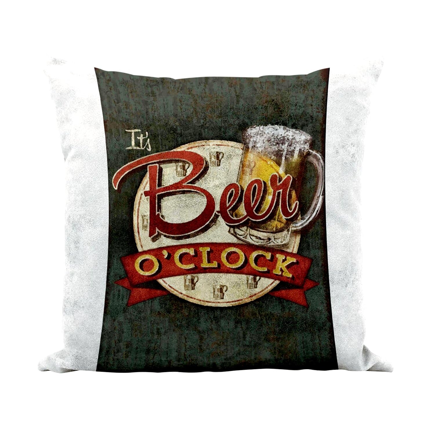 Coussin bière vintage blanc 40x40 cm idéal pour une déco de bar ou salon