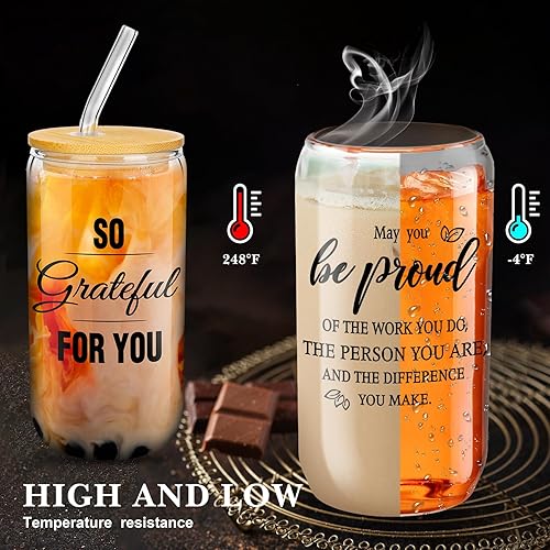 Miniatura 3 de Juego de 6 regalos de equipo para empleados, regalos de agradecimiento, regalos de agradecimiento al personal del profesor, 16 onzas, vaso de