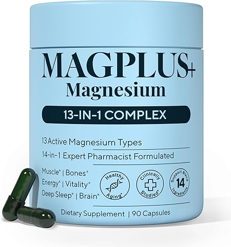 Complejo de magnesio 13 en 1 mezcla liposomal de 900 mg con glicinato, L-treonato, malato, citrato, taurato, aspartato, gluconato, cloruro,