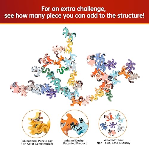 Miniatura 6 de Bruvoalon Juguetes de madera apilables para clasificación del zodiaco, juguetes Montessori para niños de más de 3 años, juego de competencia de