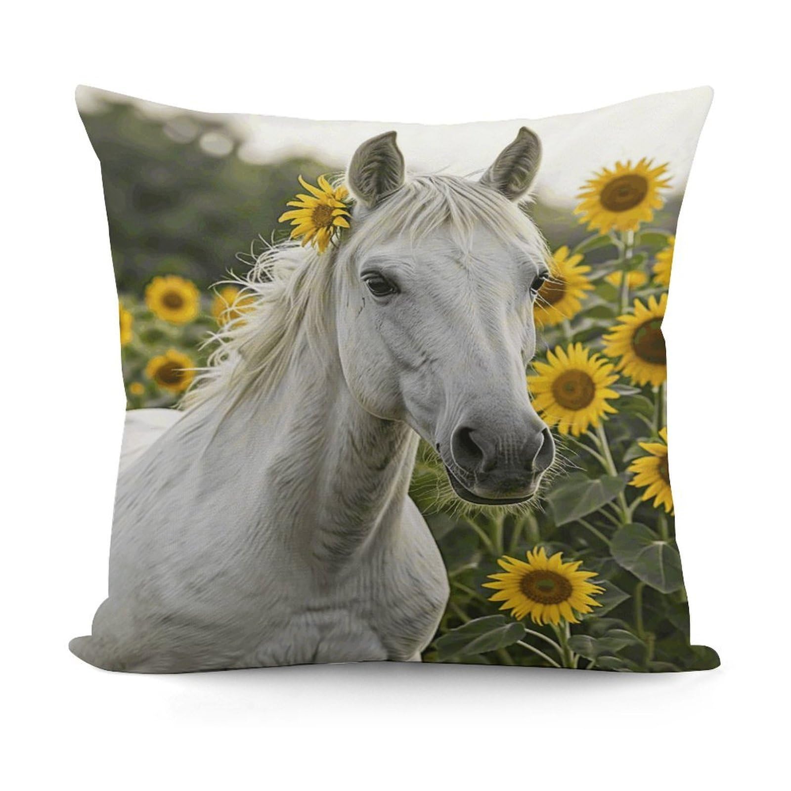 LZQPOEAS Horse Throw Pillow Cover 18x18 in Breathable Square Pillow Case Cozy Soft Pillowcase Protector Fashion Modern Couch Cushion Case for Living Room Bed Sofa Decor