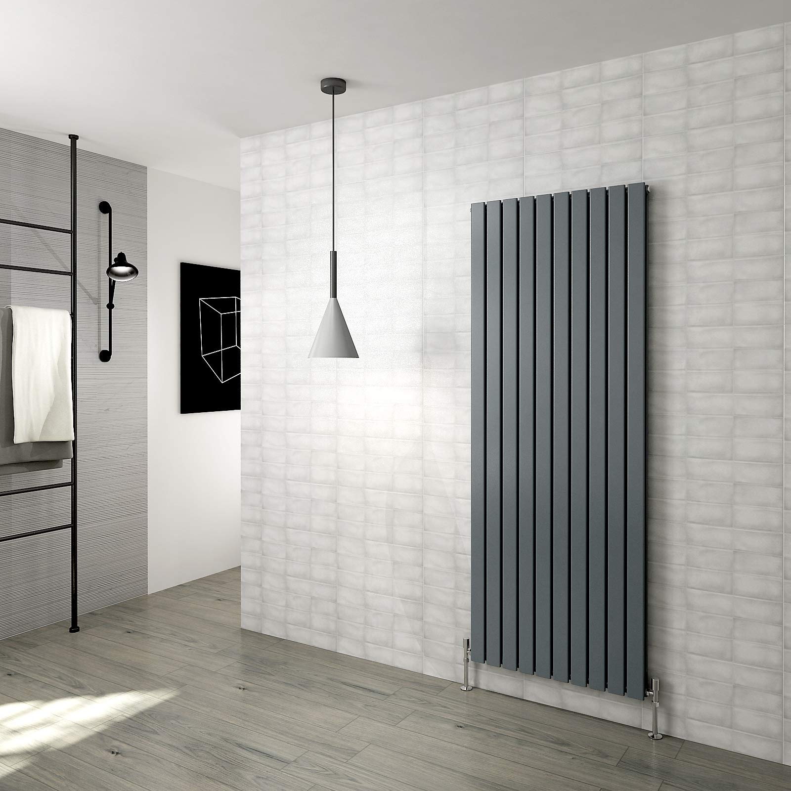Huiyang Anthracite Vertical Radiator Flat Panel Designer Central Heating Rads Double 1800X680mm