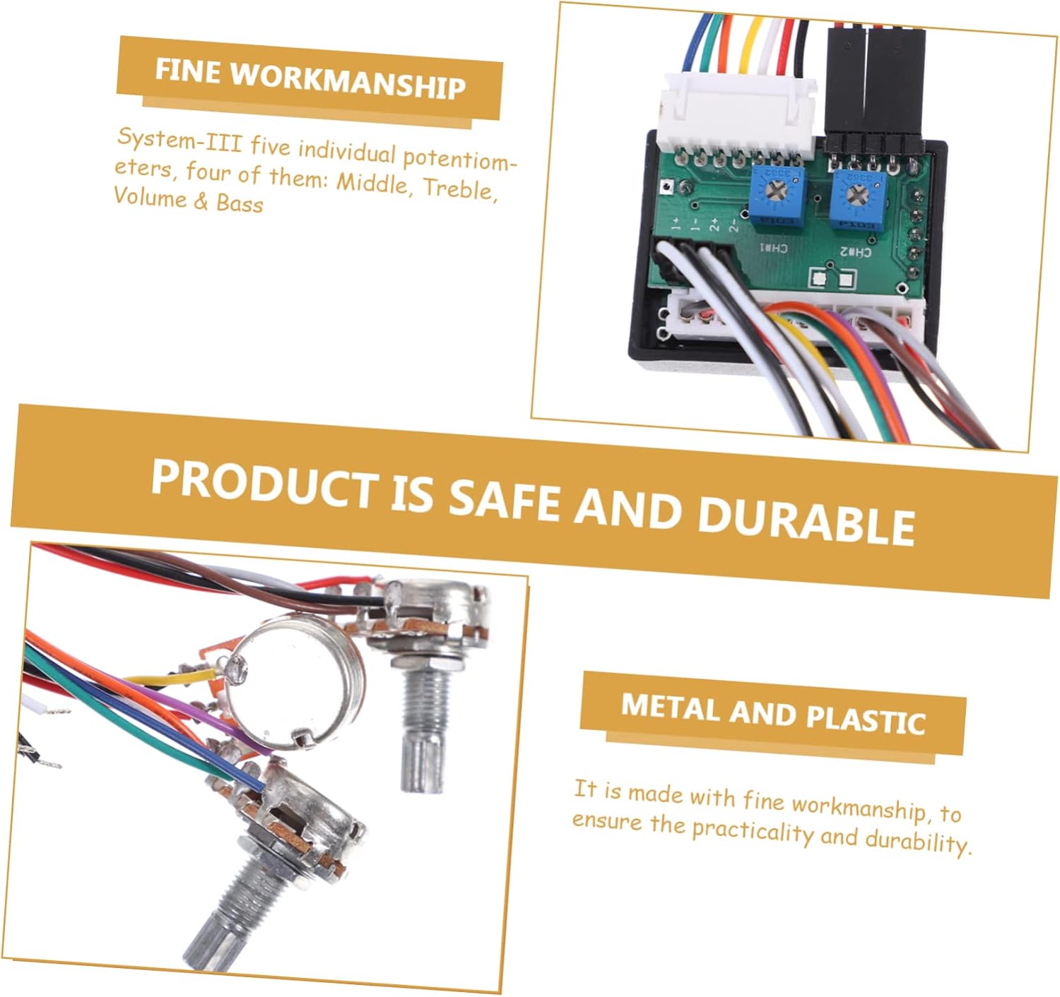 1 Set Line Bass Guitar Bass Preamp Bass Tone Control Wiring Flamingo Headband Humbucker Pickups Circuit Wiring for Electric Guitar 500k Pot Plastic Universal Component