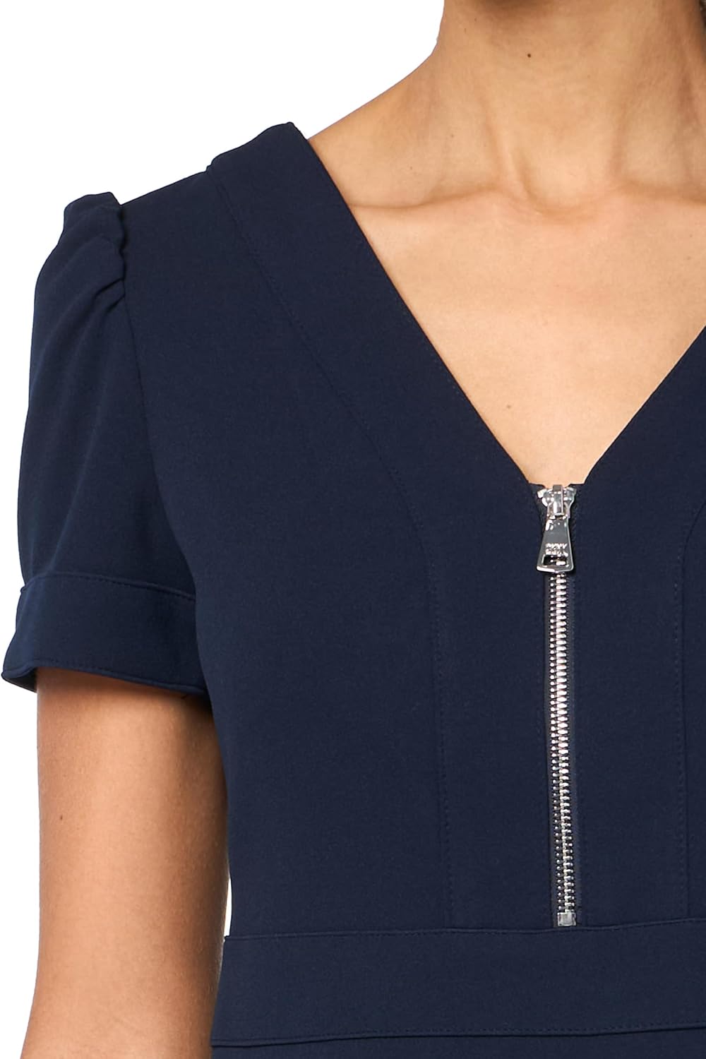 DKNY womens Color Block Scuba Crepe Fit and Flare Dress - Image 3