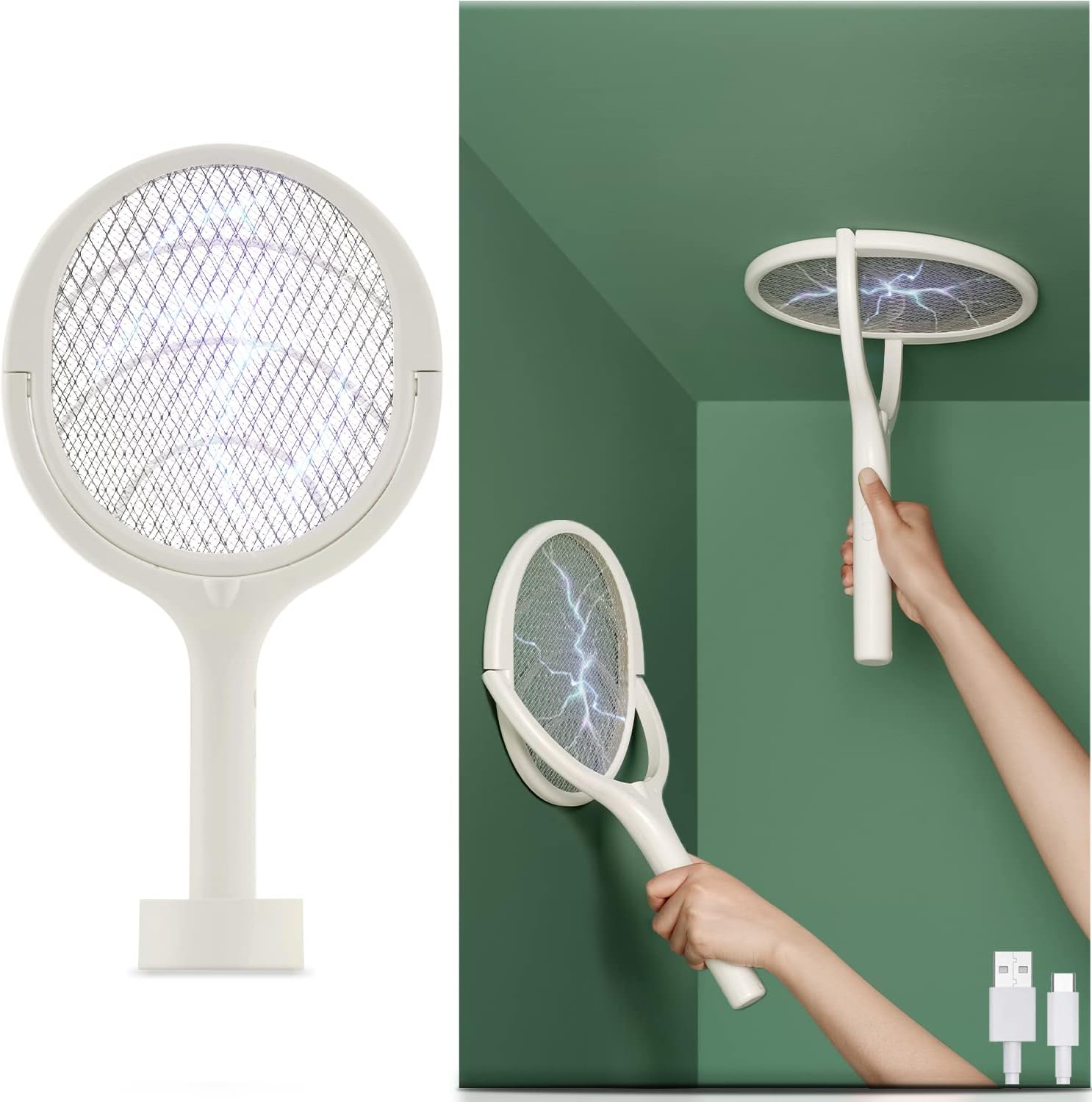 BUGZILLA Electric Fly Swatter Racket Rotating Head TypeC