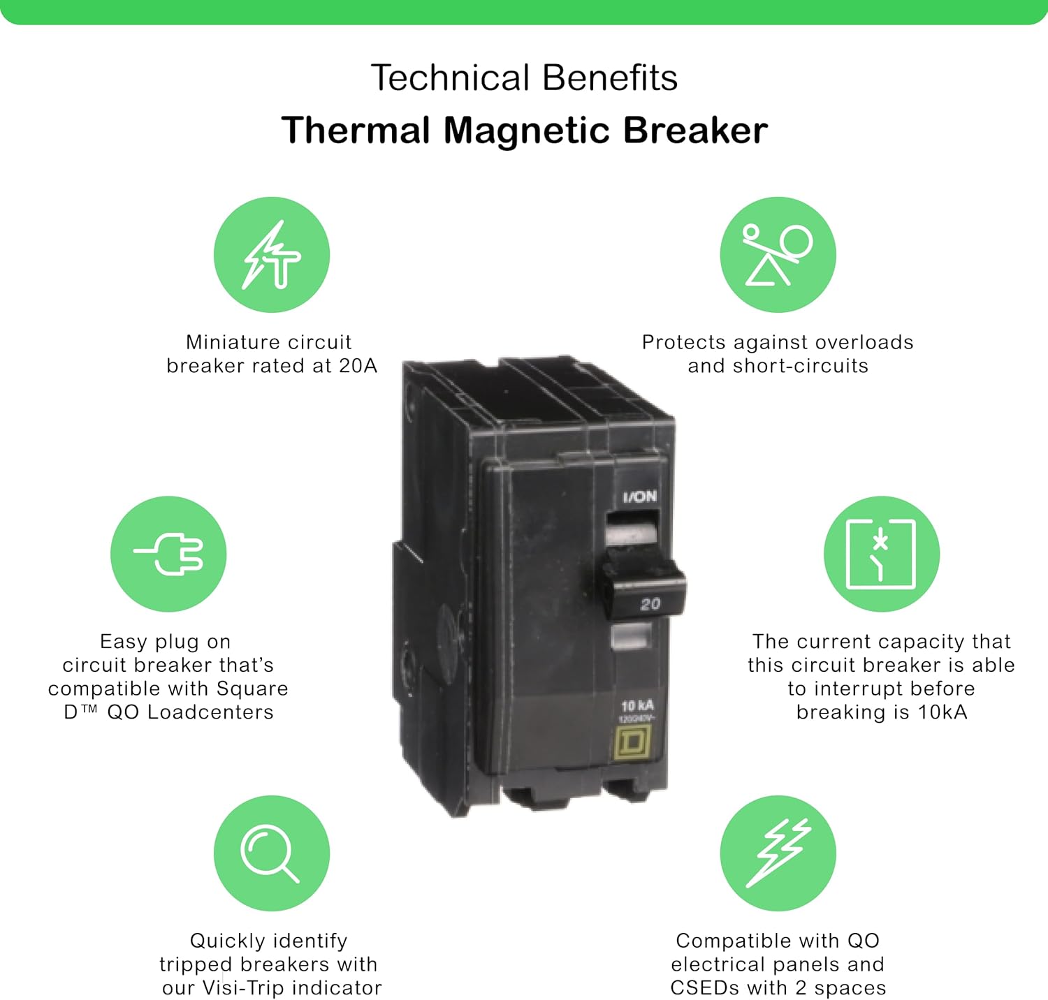 Square D - QO220CP 20-Amp 2-Pole Plug-On Circuit Breaker