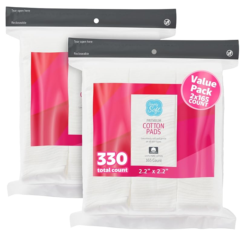 Discos de Algodão Simply Soft, 100% Algodão Natural, Sem Fiapos, 330 Unidades