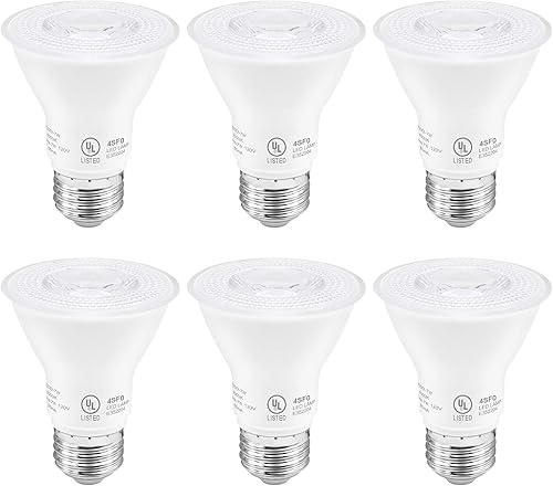 YGS-Tech Paquete de 6 bombillas LED PAR20, bombillas de inundación regulables de 7 W (equivalente a 50 W), blanco ultra cálido de 2700 K, CRI80+,