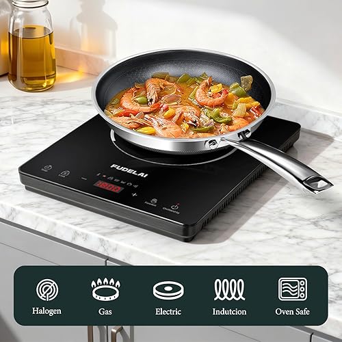 Miniatura 9 de Sartén antiadherente de 10 pulgadas, sartén híbrida de titanio con tapa, mango que se mantiene fresco, sartén profesional, apto para lavavajillas,