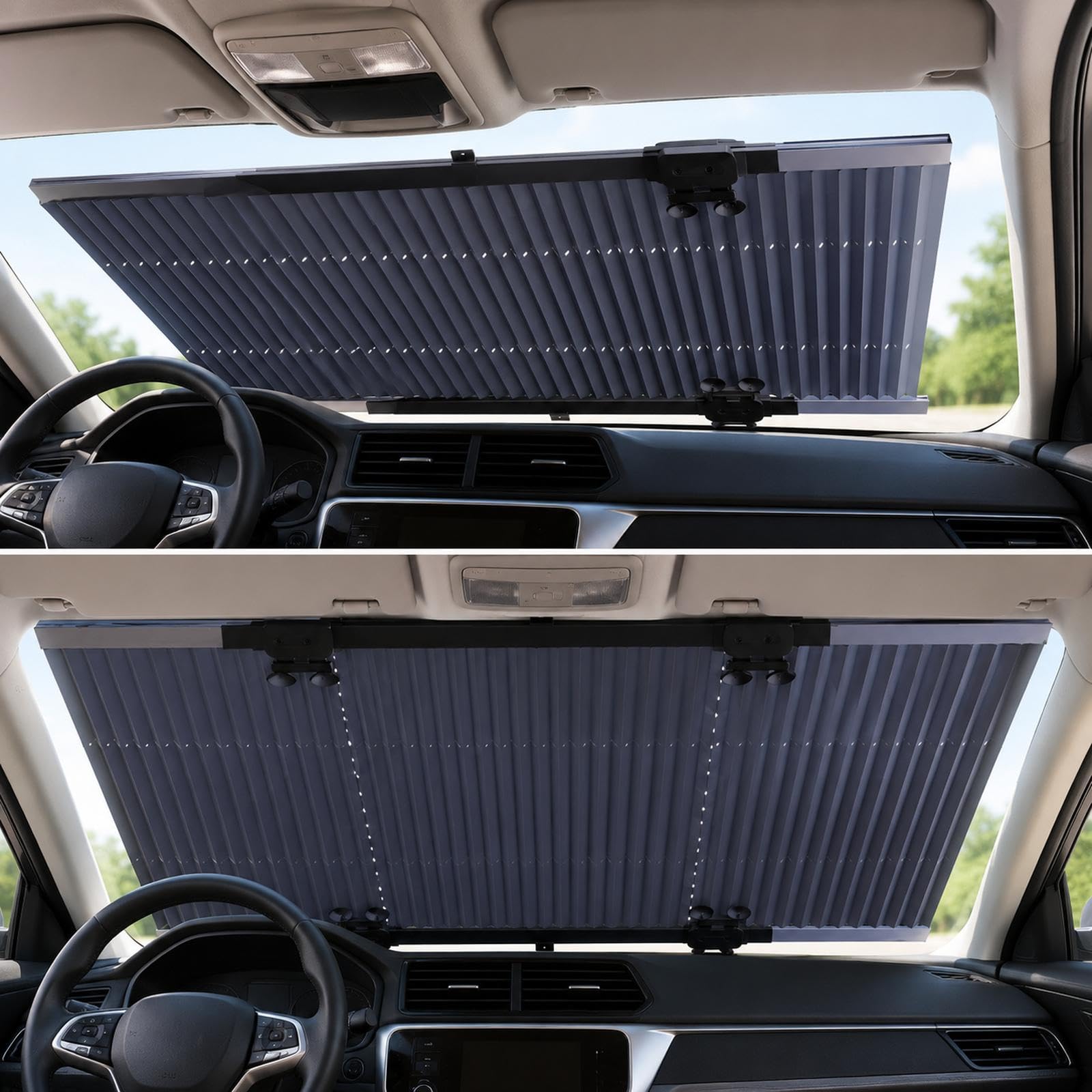 Parasol Retráctil para Parabrisas Delantero de Coche con Ventosas, Visera Portátil para SUV, 80cm x 145cm