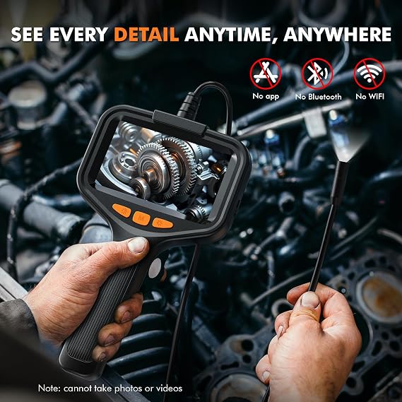 Endoscope Inspection Camera, 4.3'' IPS Screen Borescope,1080P HD Inspection Camera with 8 LED Lights, IP67 Waterproof,Gadgets for Men(16.4ft/ 5M)