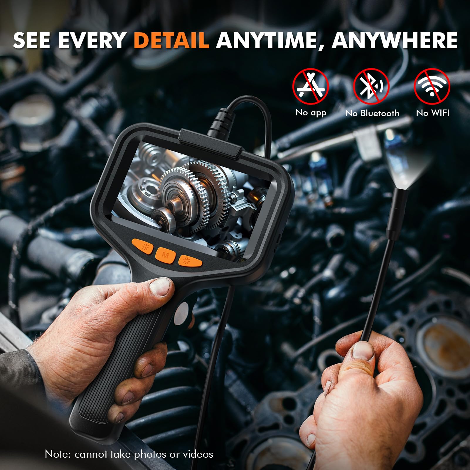 Lovcoyo 4.3" Endoscopio Professionale, 1920P HD Telecamera Endoscopica,Impermeabile IP67 telecamera ispezione tubi con 8 luci LED,Endoscopio Industriale,16.5FT/5, 2600mAh