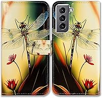 Vista 9 de Funda para Galaxy S22, diseño de libélula de cuero con tapa para teléfono con ranura para tarjetas, soporte para Samsung Galaxy S22 5G