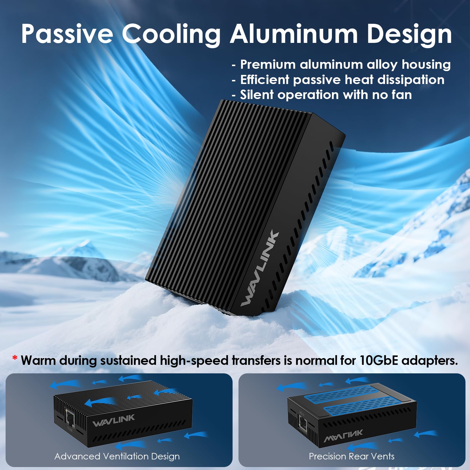 WAVLINK Adattatore Ethernet da USB 4 a 10 Gbps, adattatore di rete USB-C a 10G Ethernet con chip AQC113, supporta Thunderbolt 3/4/5 e USB4, per Mac, Windows e Linux (driver richiesto su Windows e