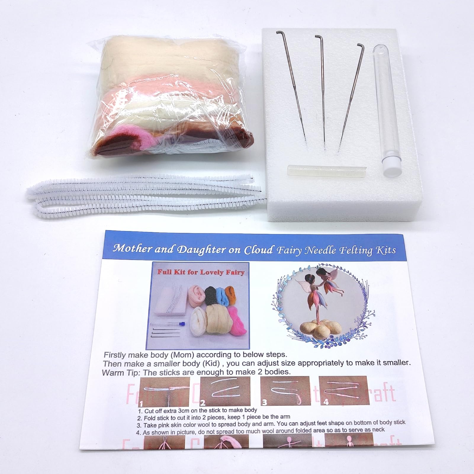 Elfennadelfilz-Set Für Anfänger – Inkl. Wolle, Nadeln, Matte & Anleitung, Fertige Fee Ca. 15 Cm, Therapeutisches Basteln