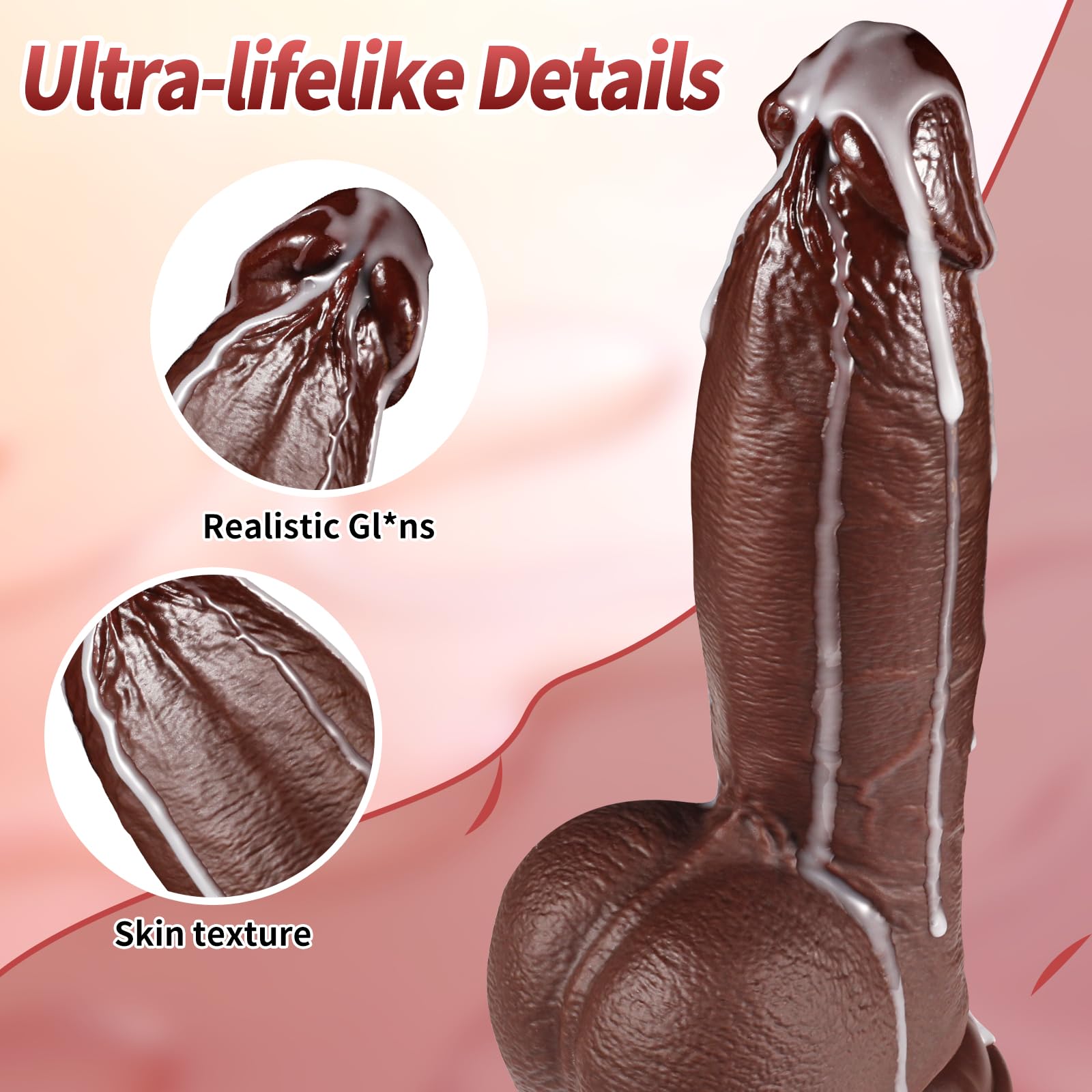 High Quality Black 8in Realistic Squirting Dildo Body-Safe Silicone Suction Cup for G-Spot & Anal Play