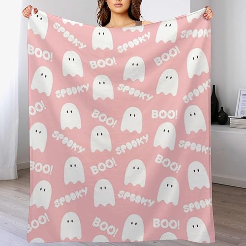 Miniatura 8 de DIYGIFF Manta de forro polar de franela, manta suave y cálida de felpa esponjosa, sombrero de bruja de telaraña, murciélagos negros y calabazas