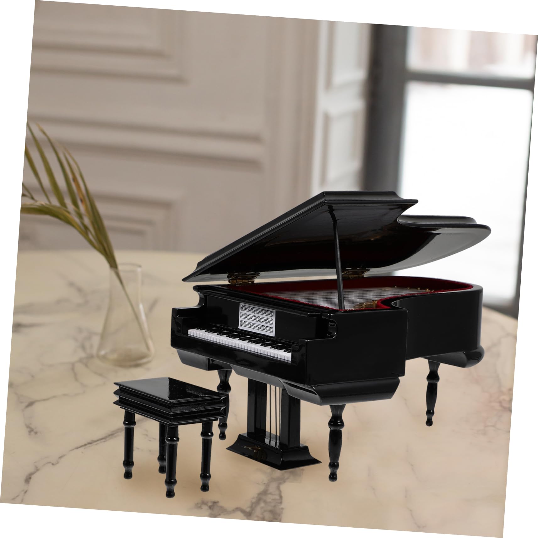 VICASKY Mini Pianoforte Decorativo Nero, Portatile da Scrivania | Legno, Metallo e Plastica, Stile Semplice e Unico, per Camera da Letto o Palmo della Mano