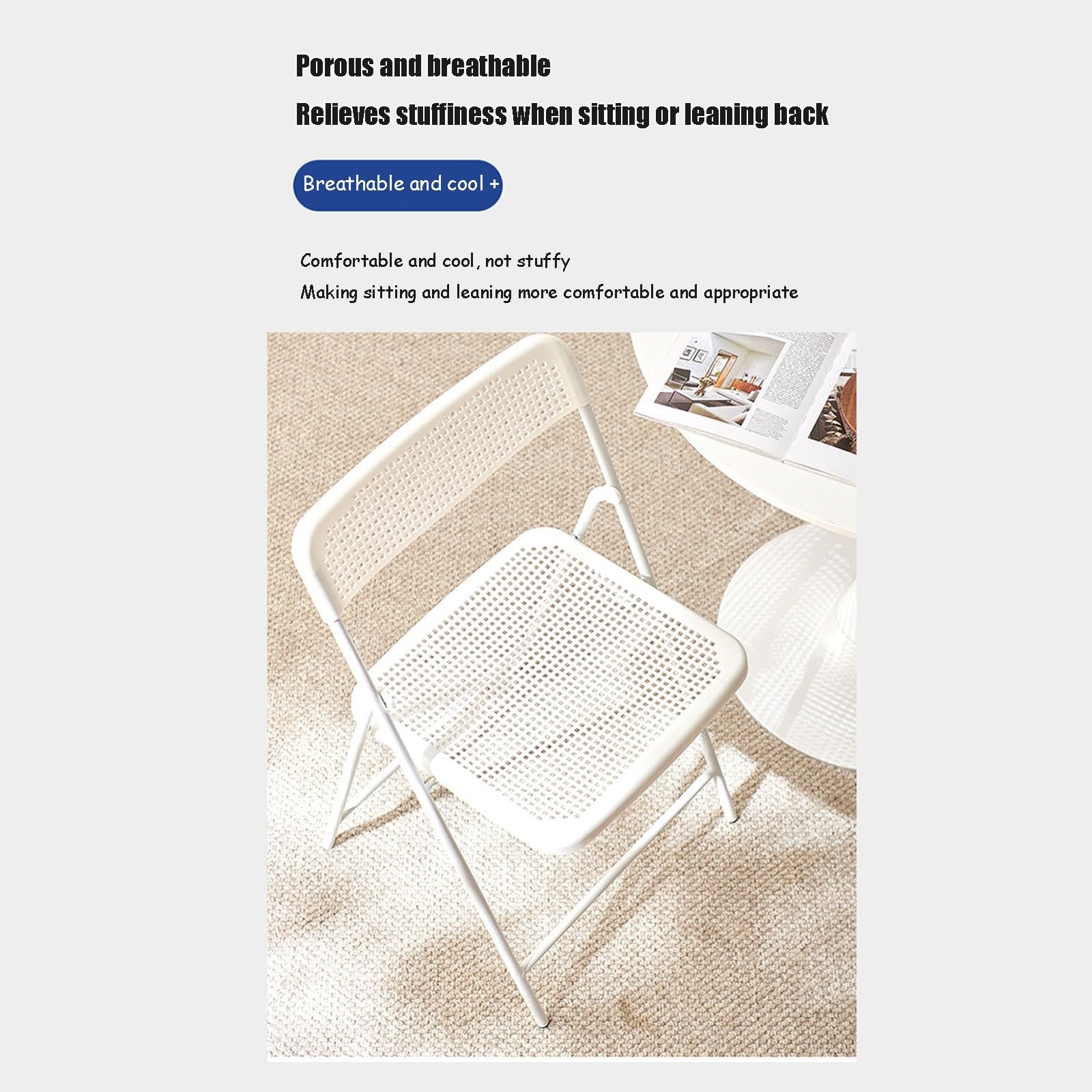 Sedia Pieghevole, Portatile E Impilabile, Ideale Per Interni, Ufficio, Feste E Picnic.(bianca)