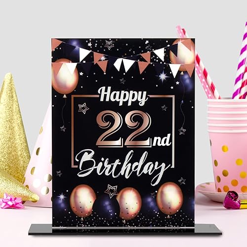 Miniatura 280 de LINGTEER Happy 11th Birthday Decorations, 2Pcs Black&Gold Stand Print Acrylic Table Centerpieces Backdrop Board- Cheers to 11 Years Old Fun Birthday