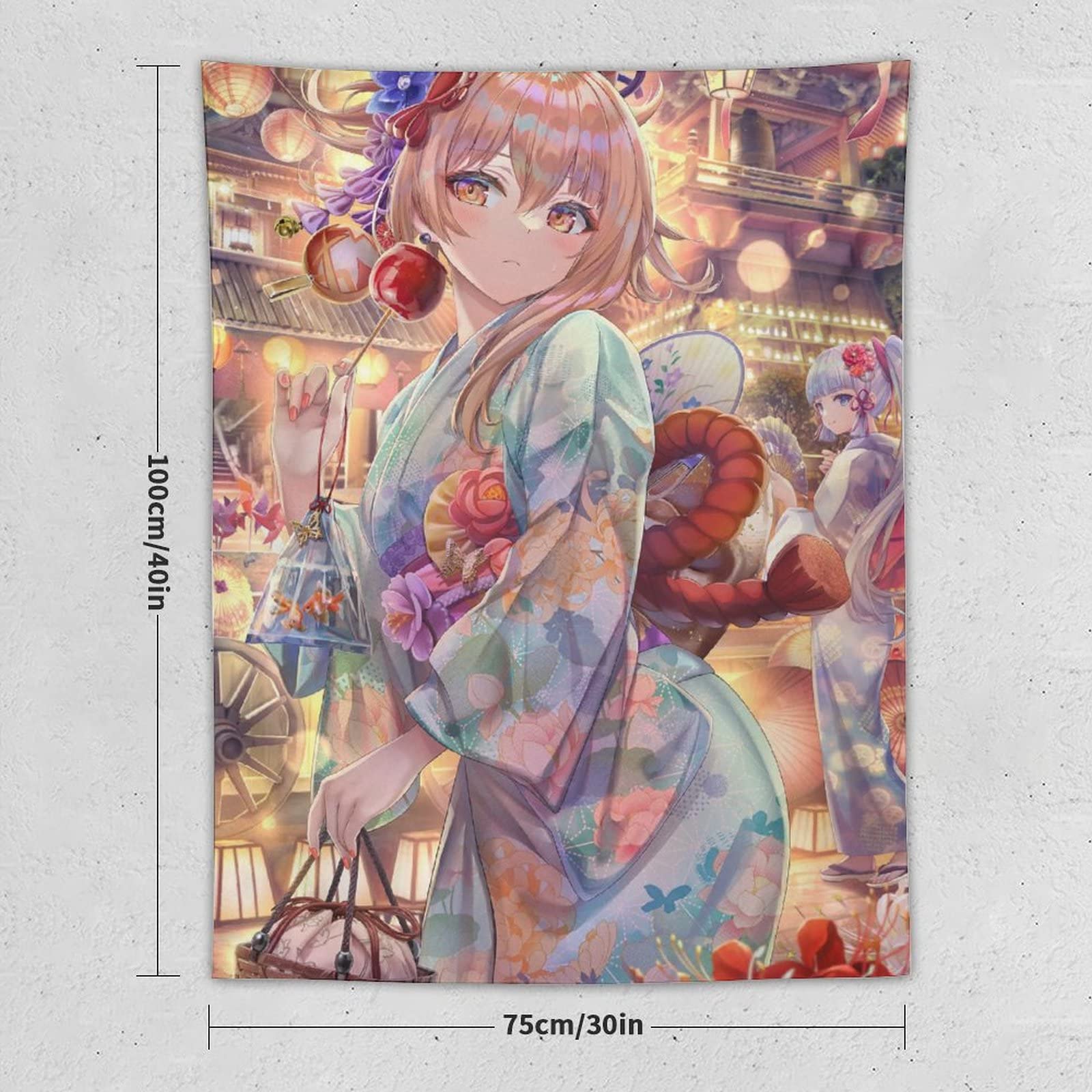 Amazon.co.jp: タペストリー 萌え アニメ柄 原神 宵宮 和服 浴衣 異