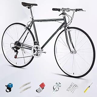 Bicicletta da strada 700C per Uomo Donna, Single Speed, Bici da Città da Pendolarismo con Freno a Morsetto, Telaio in Acciaio ad Alto Tenore di Carbonio