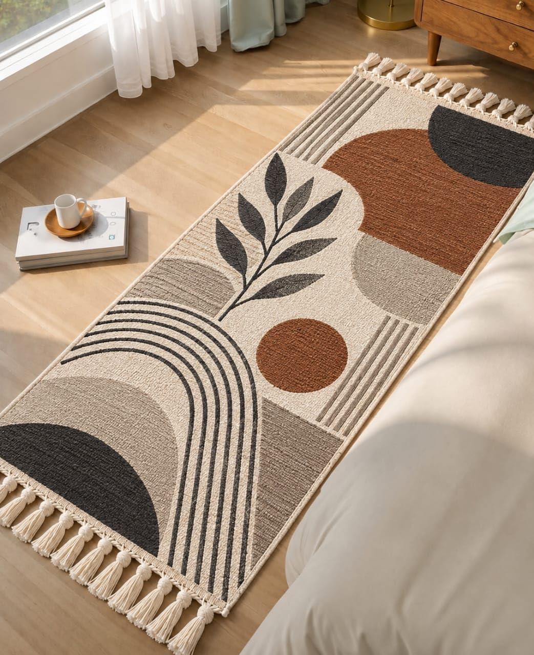 Cotton Bed Runner - 22x55 Inches, Brown -1