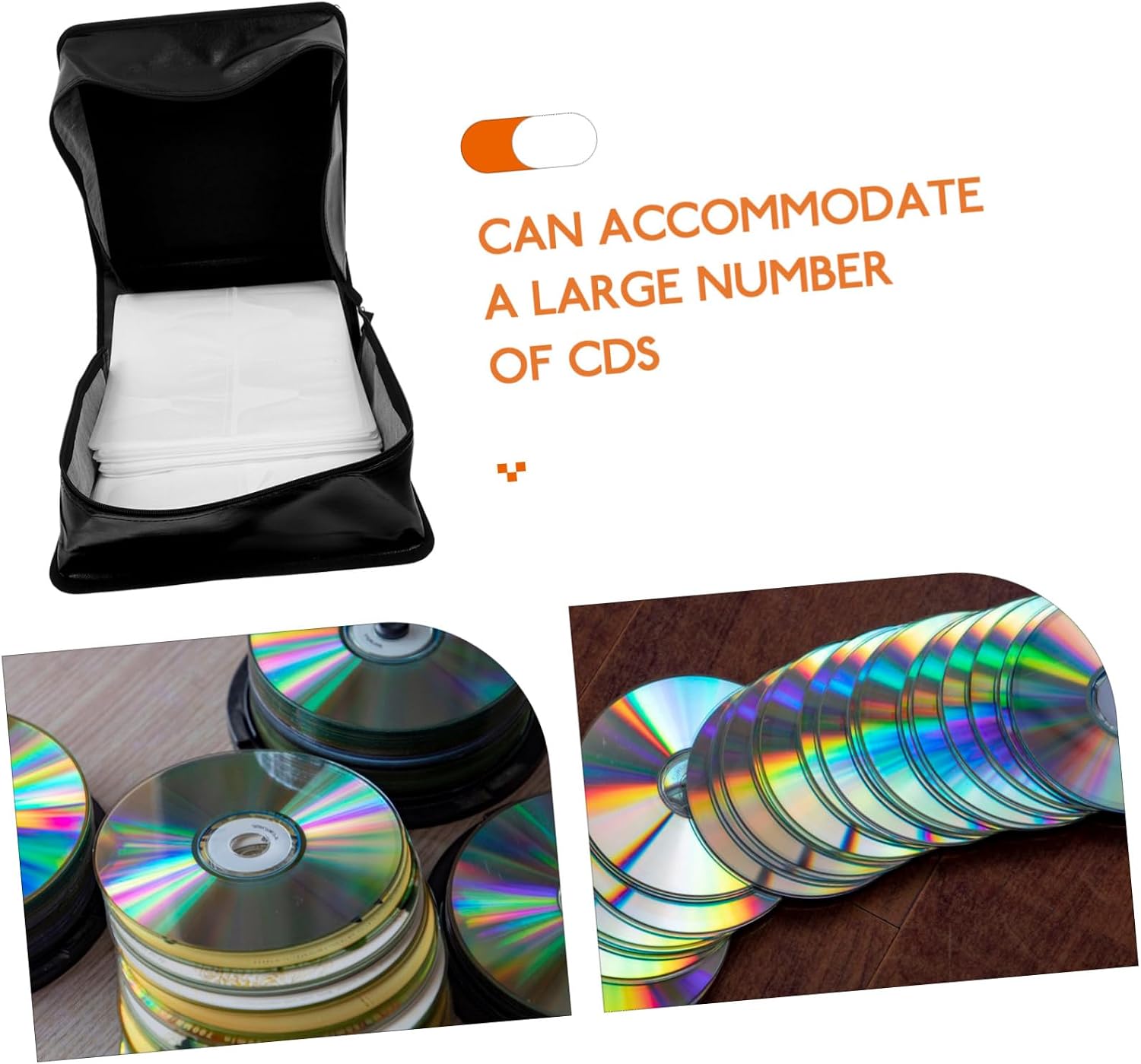Unomor 500pieces Cd Storage Wallet Large Capacity Cd Organizer Home Office Travel