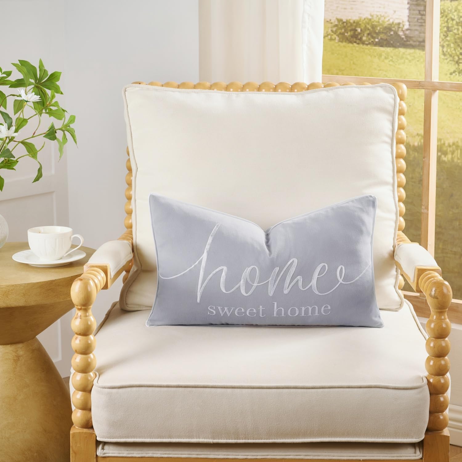 Sunkifover Home Sweet Home Quotes Throw Pillow Covers 20“x 12" Light Grey image 2