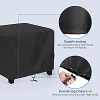 Vista 3 de SunPatio Funda otomana para exteriores, funda cuadrada impermeable para mesa de café, fundas para muebles de patio, protección para todo