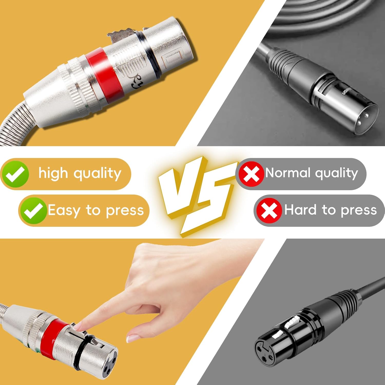 XLRケーブル 12フィート 2本パック 高耐久 3ピン バランスシールド XLR オス-メス マイクケーブル レコーディングスタジ