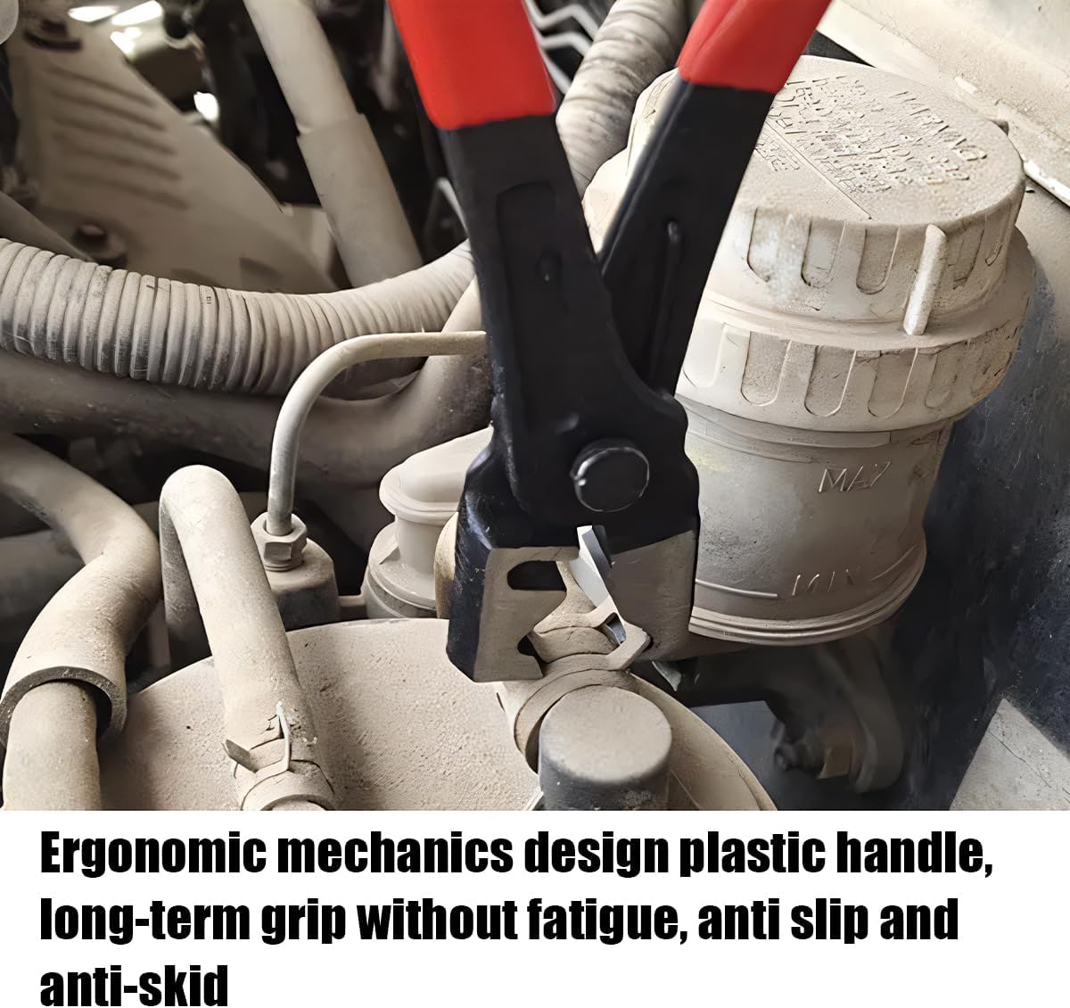 Car Hose Clamp Plier, Heavy Duty CV Boot Clamp Plier with Non-Slip Handle, Clic-R Type Automotive Collar Hose Clip Crimping Repair Tool, Universal for Most Vehicles