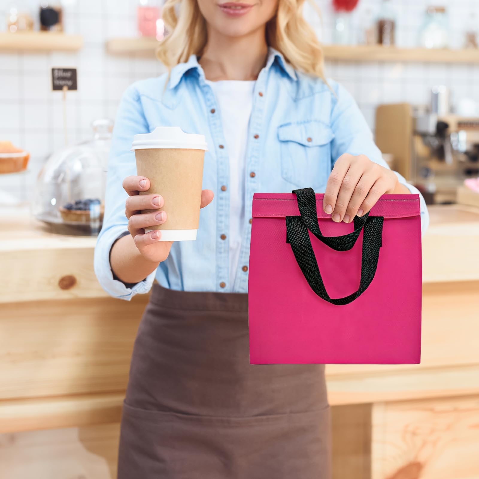 120 bolsas aisladas para llevar a granel en bolsa de almuerzo con aislamiento térmico para alimentos fríos calientes, pizza, café, leche, té, bolsa térmica para catering, restaurante, picnic (9.5 x