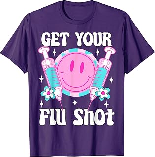 Syringe Retro Medical get Your flu Shot Caregiver Vaccine T-Shirt
