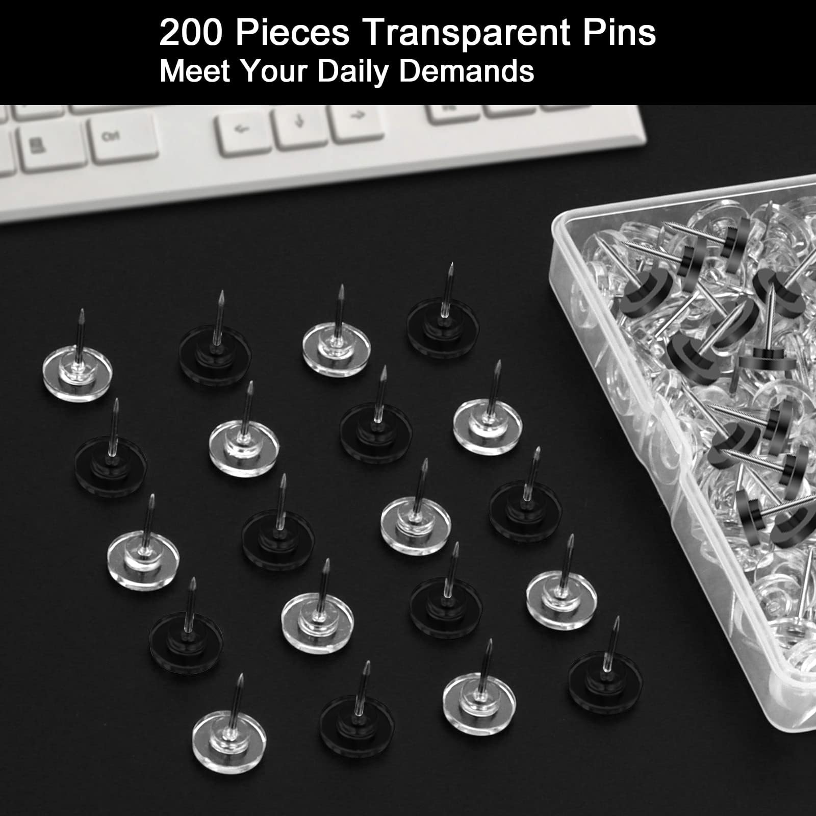 Transparente Reißzwecken – 120 Stück, Silber, Für Korktafeln, Poster, Fotos & Pinnwände