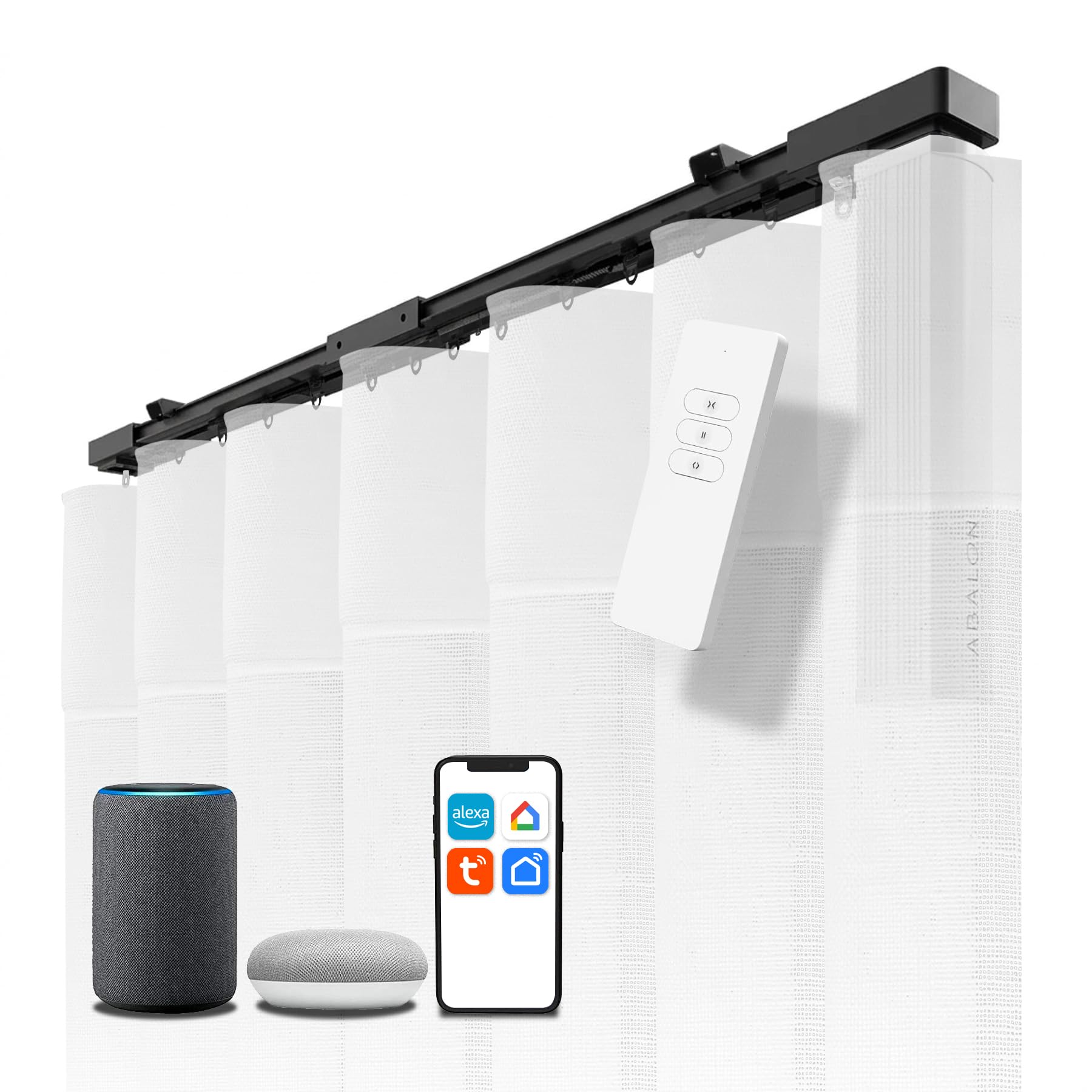 ABALON Perfect Wave WiFi Motorized Curtain Track (6 meters, Black)