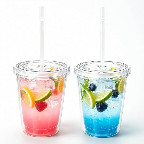2 pcs Tasse en plastique réutilisable, 350ml Gobelet en p…