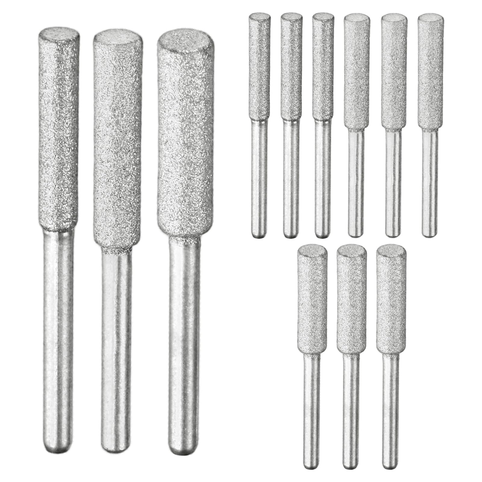 TIXIPEM 12pcs Diamond Chainsaw Sharpener, 5/32in, 3/16in, 7/32in, Silver