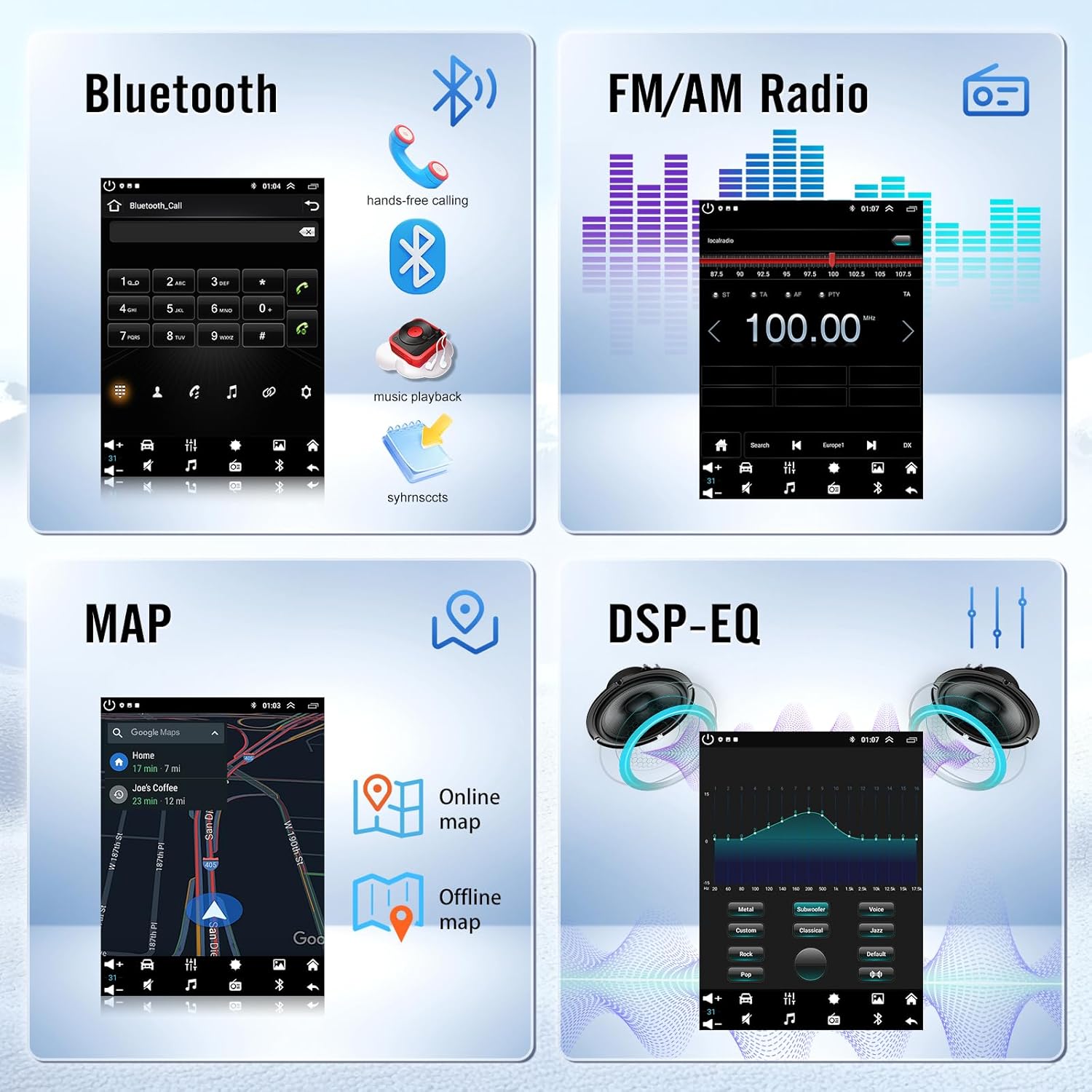 9.7'' Car Radio for Chevy Silverado 2500/3500 HD Avalanche 2007-2013, for Suburban 1500 2500 2007-2012, for GMC Yukon Sierra 2500/3500 HD 2007-2013, Touch Screen Stereo Bluetooth GPS WiFi FM/RDS SWC