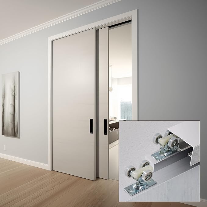 AWDIA 60"/5FT Bypass Sliding Closet Door Hardware, Aluminum Sliding Wardrobe Closet