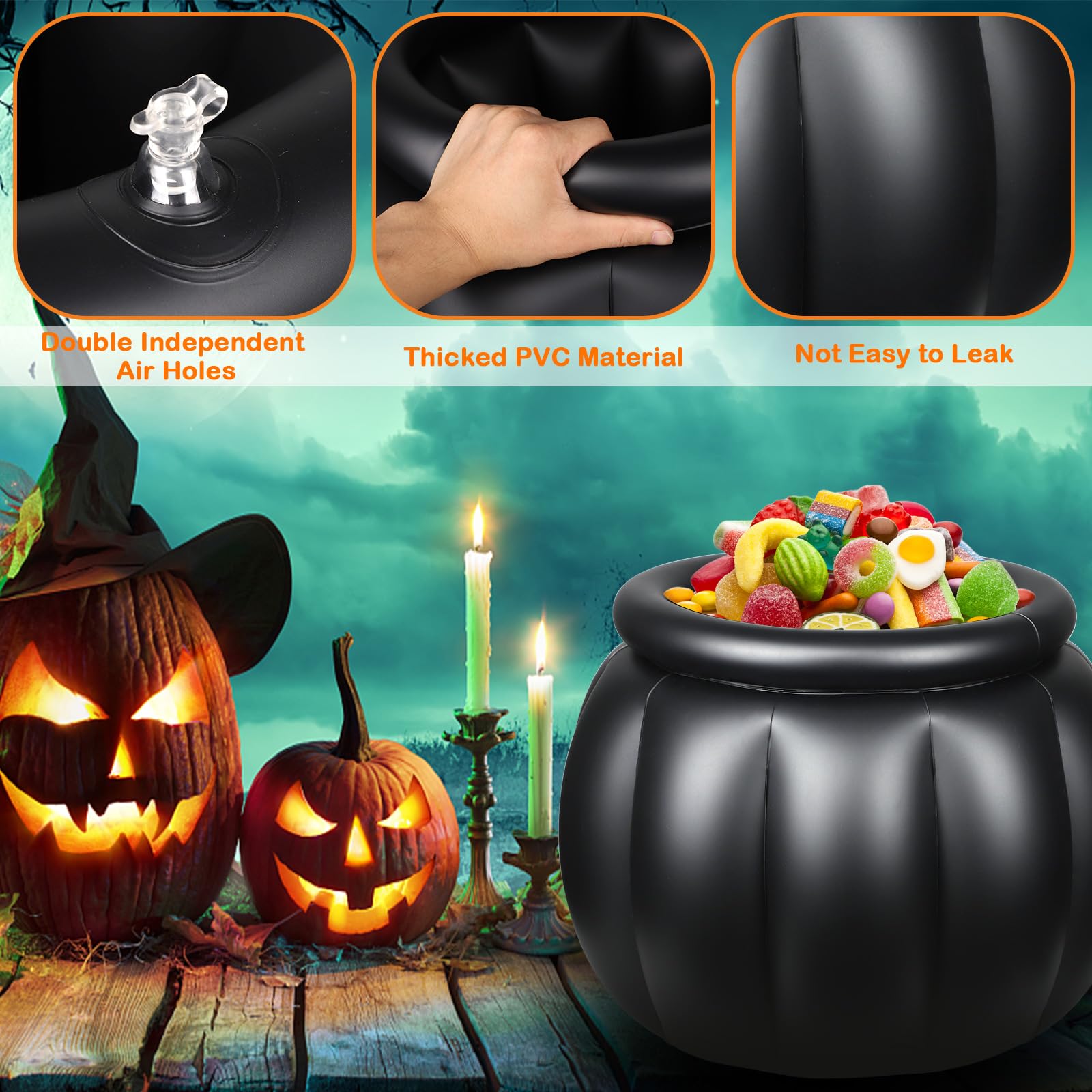 TOYMIS Cubo De Hielo Inflable, 56x41cm Caldera de Caldero de Brujas Enfriador Grande de Halloween para Bebidas Cubo de Hielo Inflable para Fiestas de Halloween Viajes