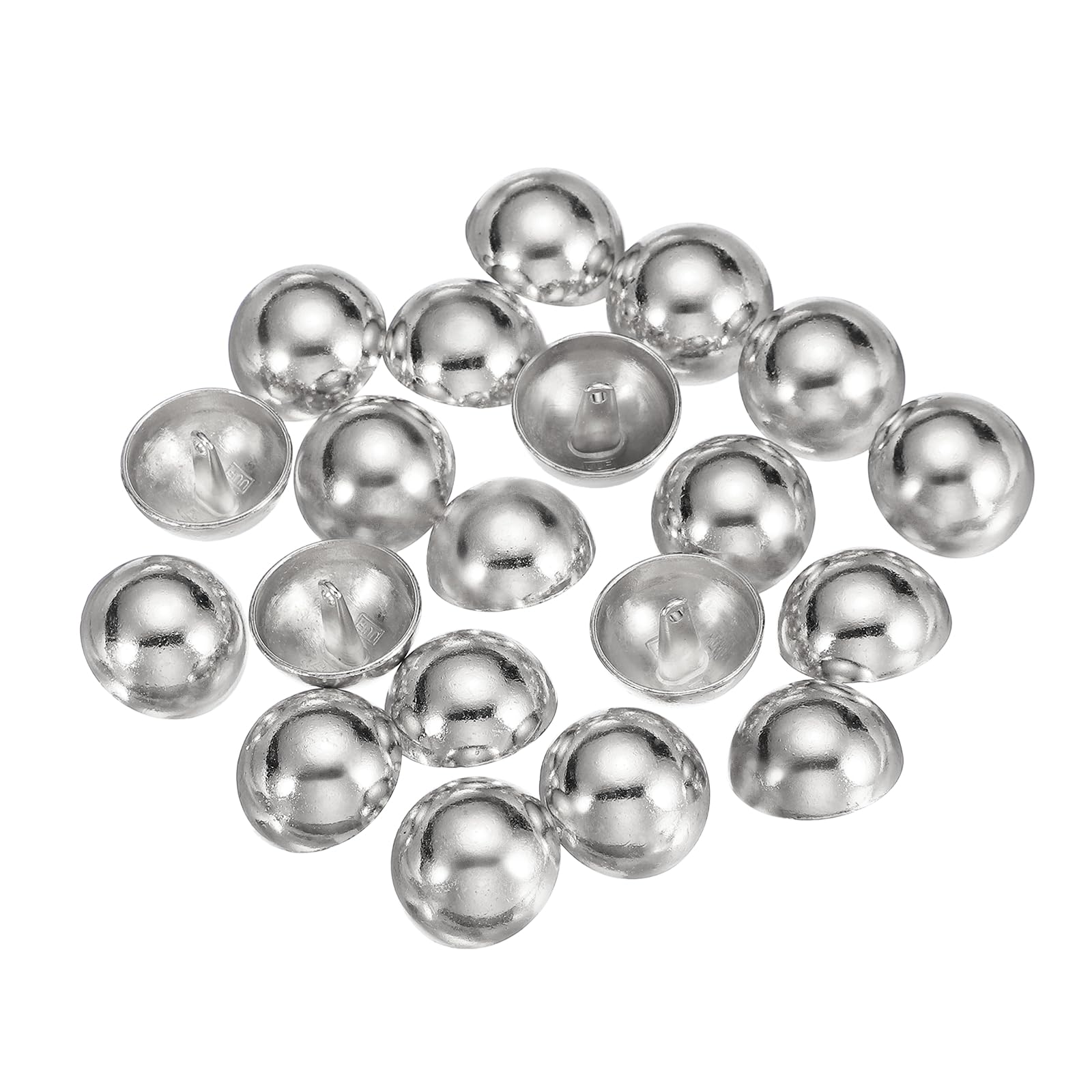 sourcing map 20pcs Half-Domed Metal Sewing Buttons, 20mm / 0.79" Half Round Mushroom Pearl Cap Metal Buttons with Shank for Blazer Suit Coat Jacket Cloth Garment Decoration, Silver