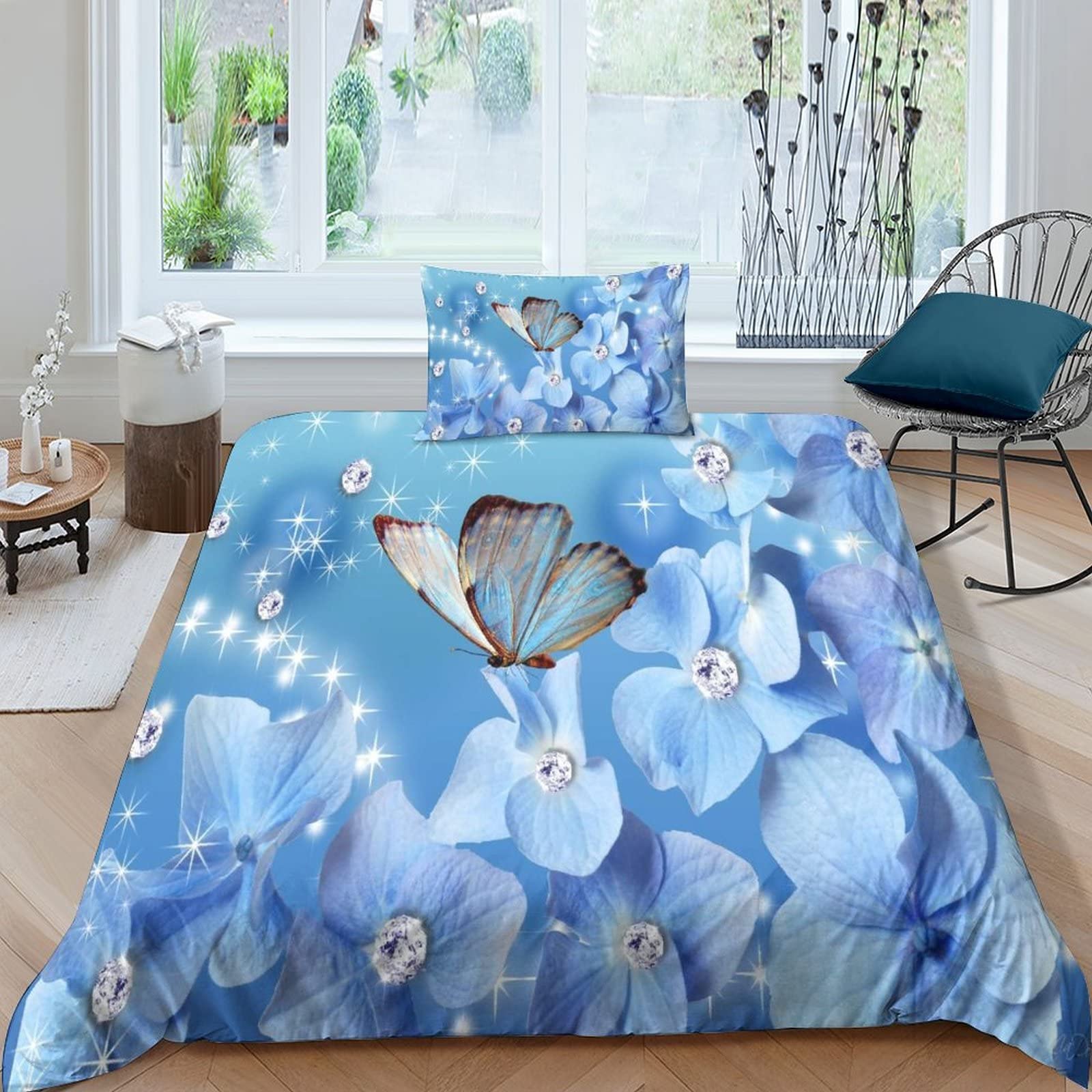 Housse de couette papillon zippée en microfibre pour en finir avec la couette qui glisse